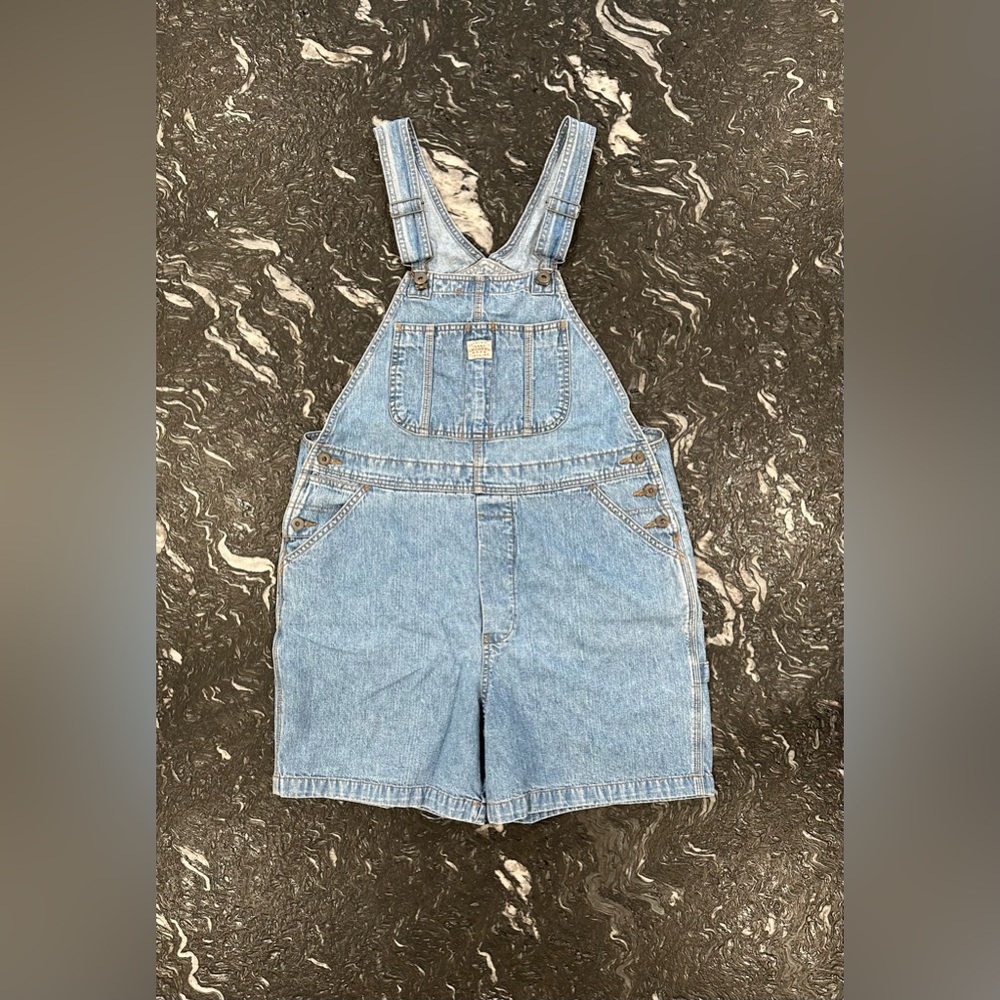 Vintage 90's UNIONBAY Bib Shorts Workwear Denim Overalls Dungarees